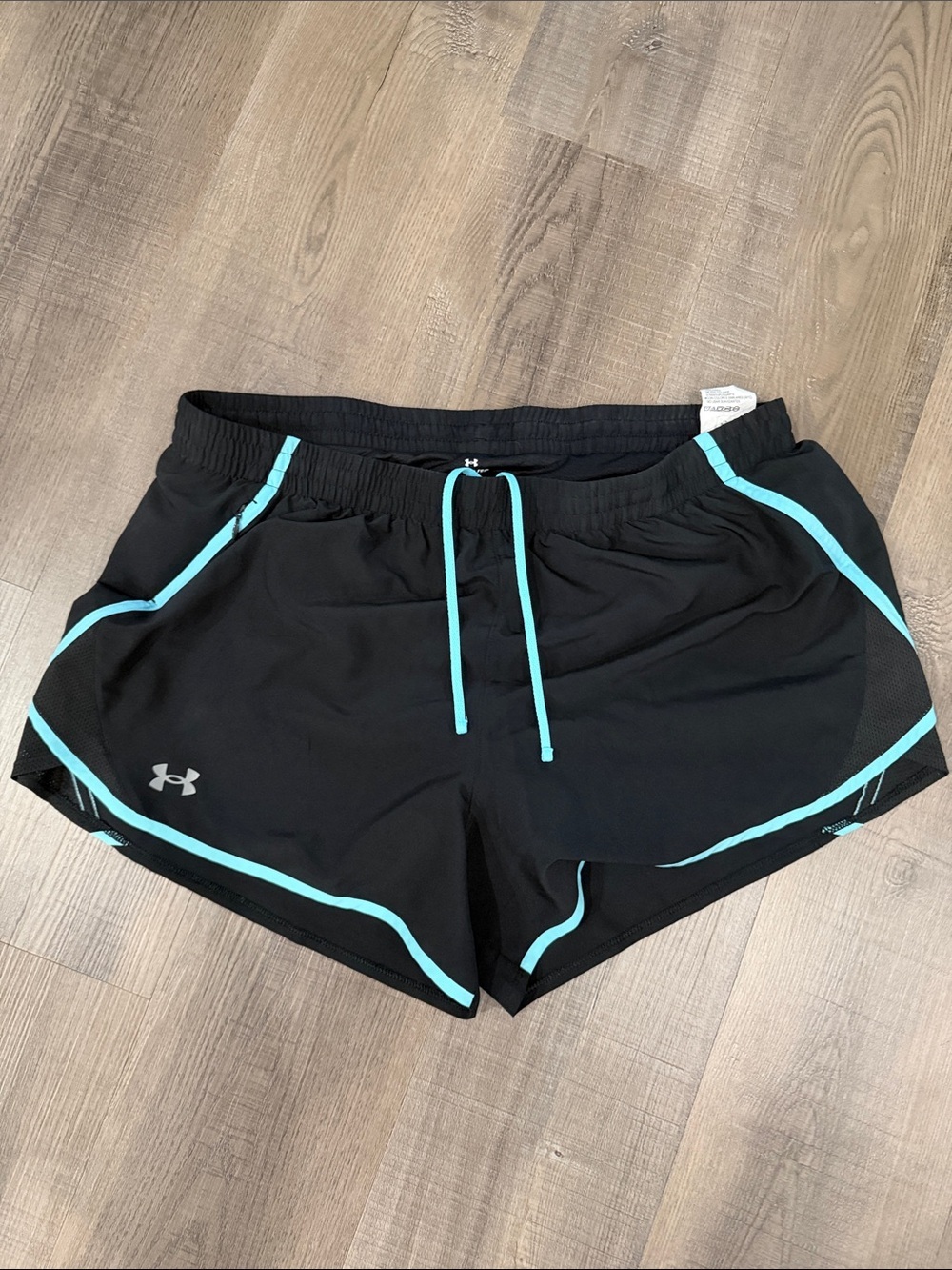 Under Armour Black Athletic Shorts with Aqua Trim